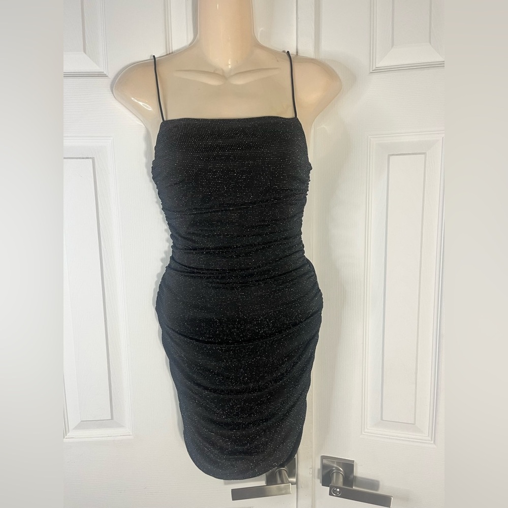 Princess Polly Black Strapless Glitter Dress